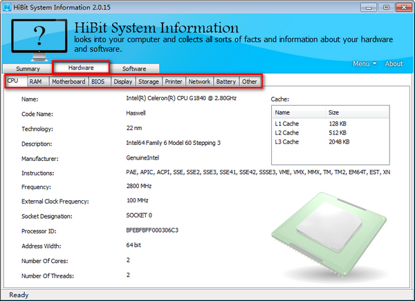 硬件信息检测软件(HiBit System Information)