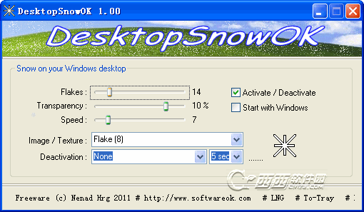 桌面下雪花效果(DesktopSnowOK)