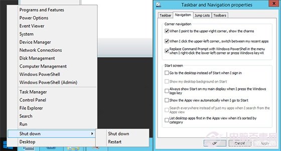 “开机”和“重启”快捷右键命令在Windows 8.1中出