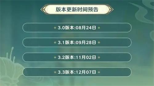 原神3.2版本什么时候更新 原神3.2版本更新时间一览