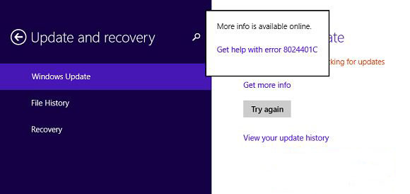 雨林木风win8更新失败提示错误8024401C该怎么处理