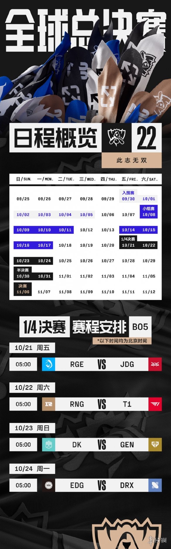 S12淘汰赛赛程 英雄联盟2022全球总决赛淘汰赛比赛时间