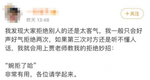 婉拒了哈是什么梗